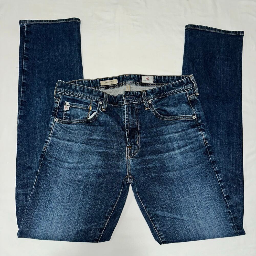 Men's AG Adriano Goldschmied Jeans Slim Straight Matchbox Cut Dark Wash Size 32